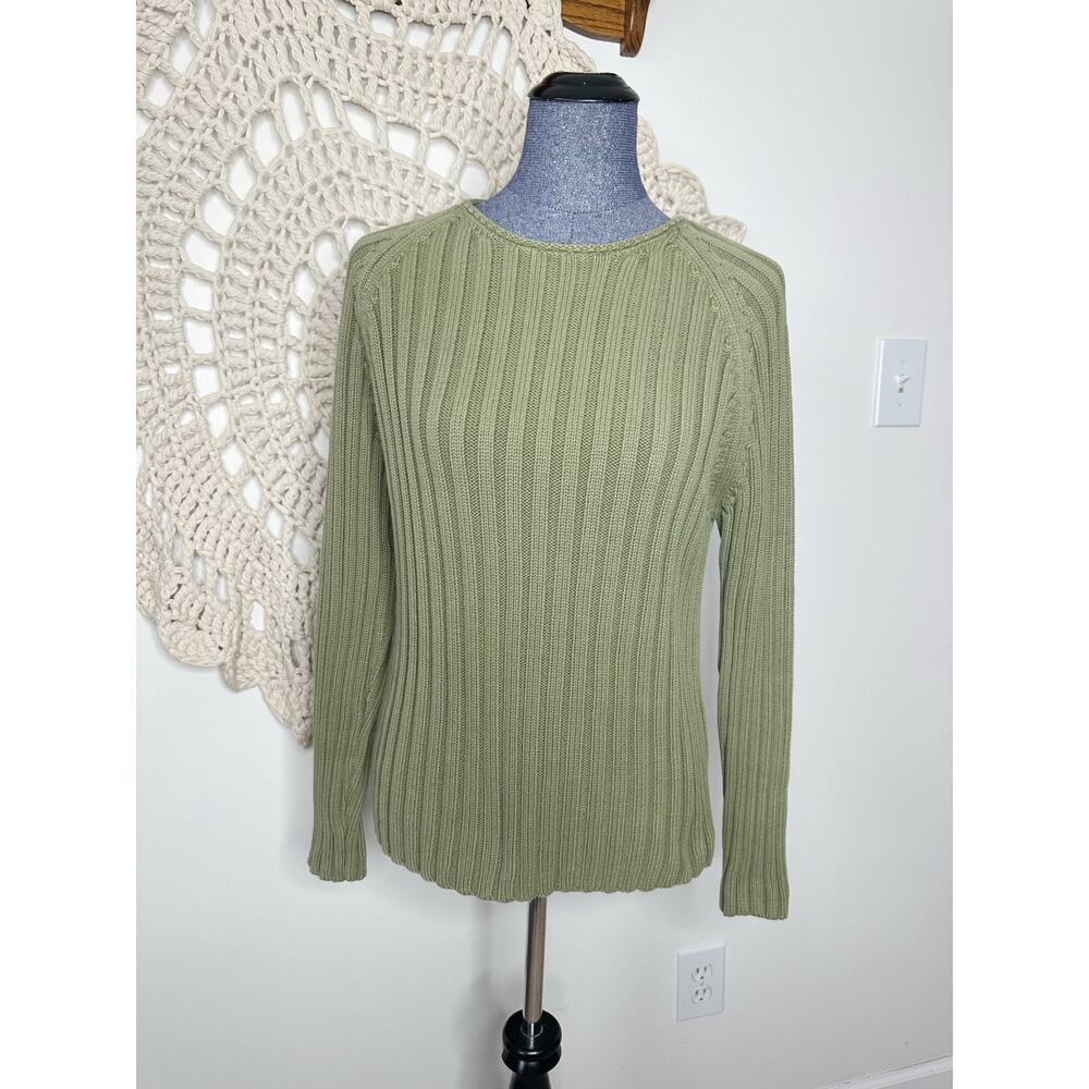 Banana Republic Vintage 90s Green Cotton Ribbed Sweater Size Medium
